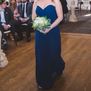 David Tutera Navy blue chiffon bridesmaid dress